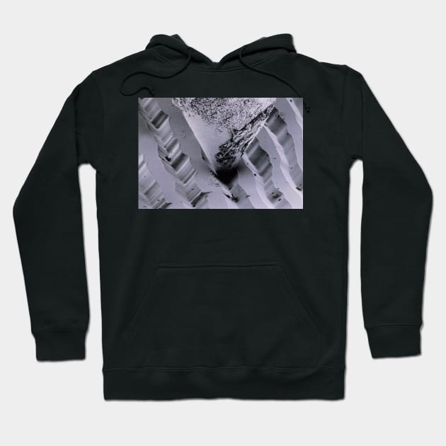 SEM diamond stylus travelling through LP grooves (H100/0086) Hoodie by SciencePhoto